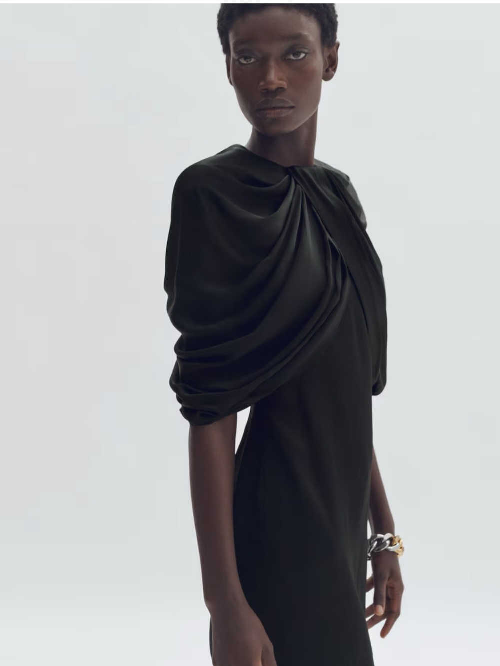 Stella McCartney H&M Black Draped-Sleeve Mini Dress